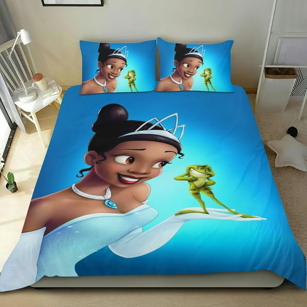 Tiana: La Princesa y el Sapo Conjunto de sábanas temático, trío de piezas, cómodo y amigable con la piel, diseño único, regalo de decoración para el hogar para familiares, amigos y fans,140cm *210cm