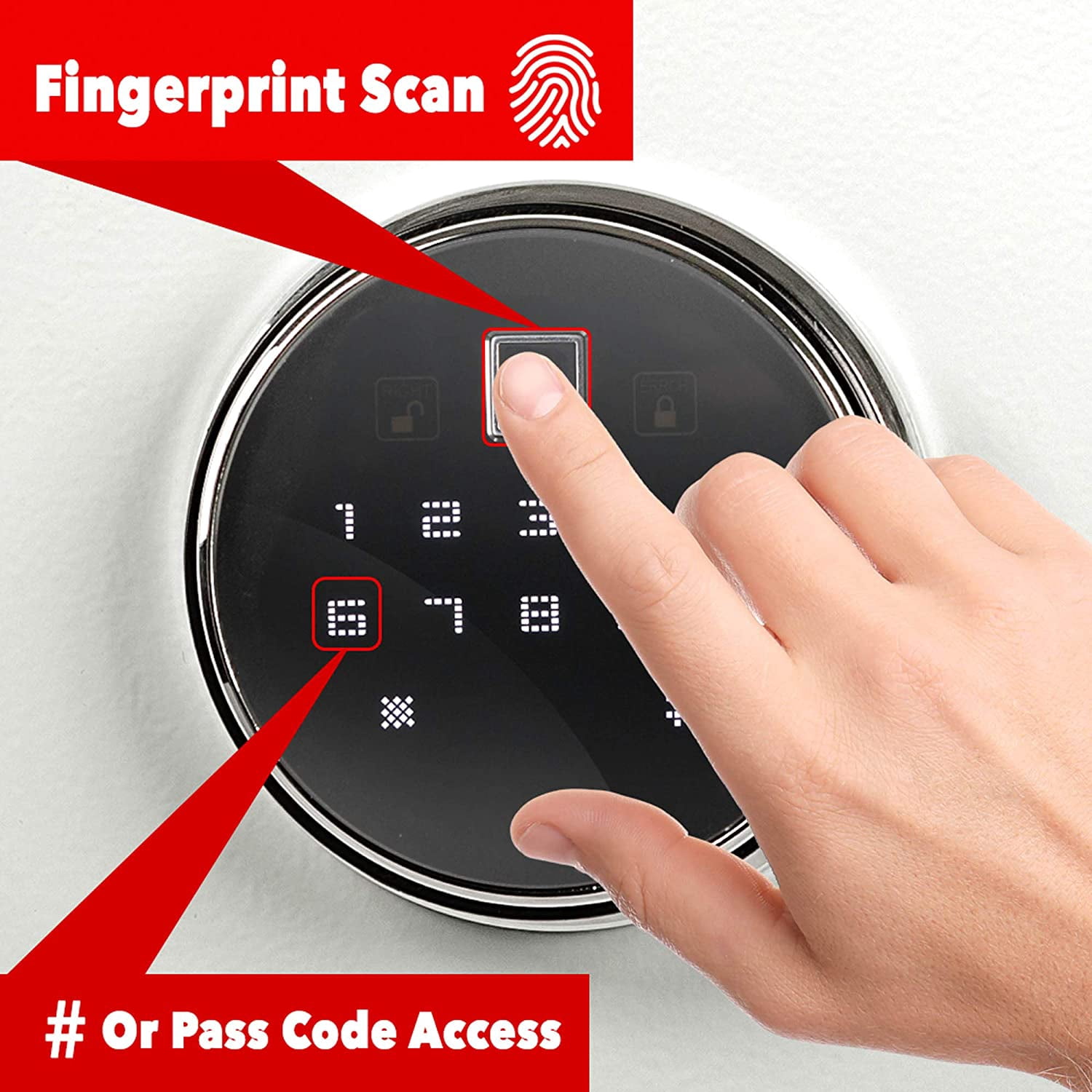 Intact - Compact Quick Access Biometric Fingerprint Security & Gun Safe With Nex-Gen Full Keypad Module Tall