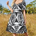 thumbnail image 6 of Bohemian Pattern Women's Summer Short Sleeve Casual Dresses Floral Party Dress, 6 of 7