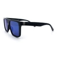 thumbnail image 6 of Mens Mirrored Lens 90s Flat Top Horn Rim Plastic Urban Sunglasses [Shiny Black - Blue Mirror], 6 of 8
