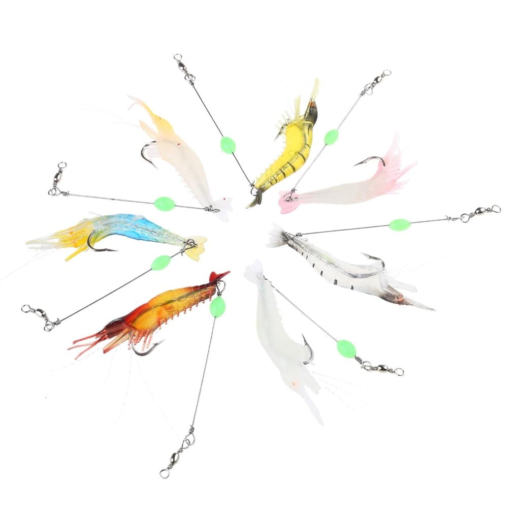 Hugjasmine 7 Pcs Artificial Lures Silicone Shrimp Fishing Lures Swimbait Fishing Tackle