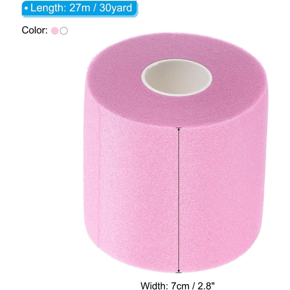 Badminton Grip Cushion Wrap, PU Tennis Racket Grip Tape Backing Film Handle Anti Skid Cushion Accessories（Bright pink and white (3 each)