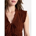 thumbnail image 5 of Time and Tru Women's Textured Tie Front Top, Sizes XS-XXXL, 5 of 6