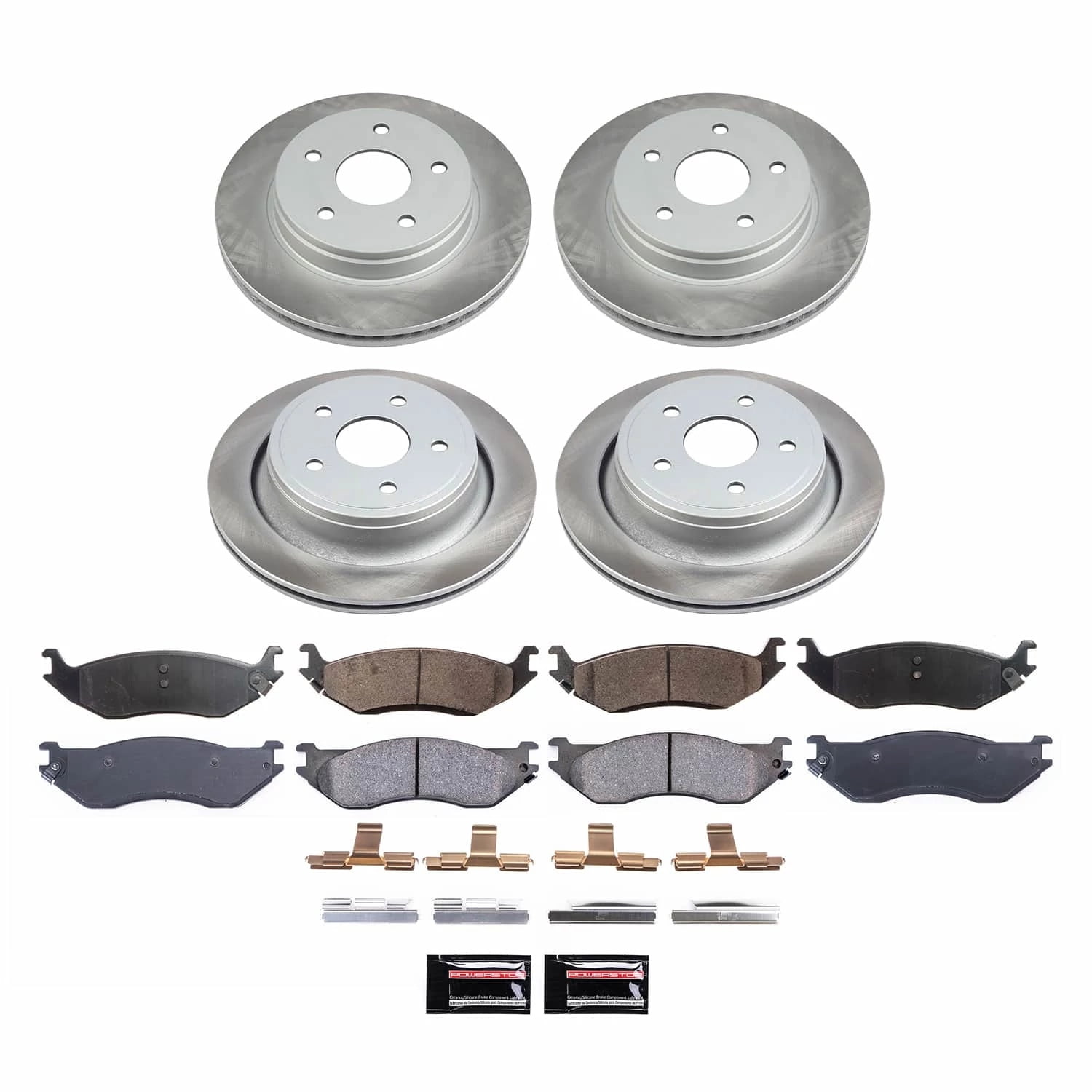 PowerStop Front and Rear Semi-Coated Rotor and Low-Dust Ceramic Brake Pad Kit SC2166