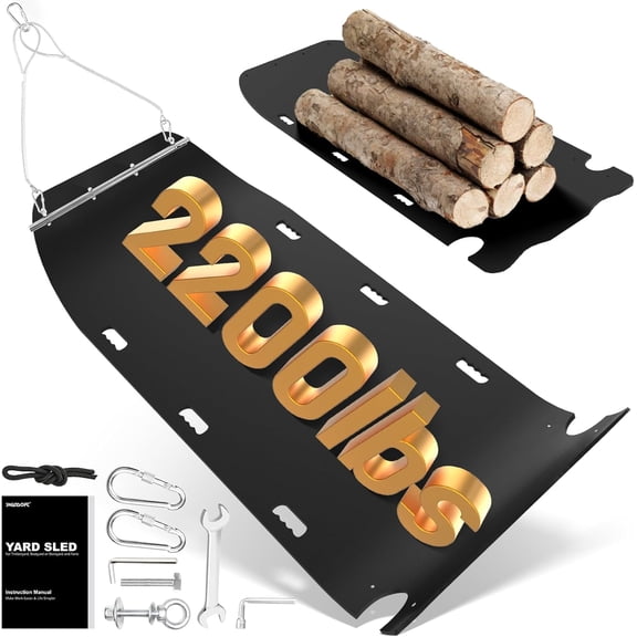 50'' x 114'' Extra-Large Yard Drag Sled with Pull Cables, Heavy Duty Yard Sled 1/8 HDPE Thickened Drag Mat for Debris, Leaves, Construction Materials, Logs