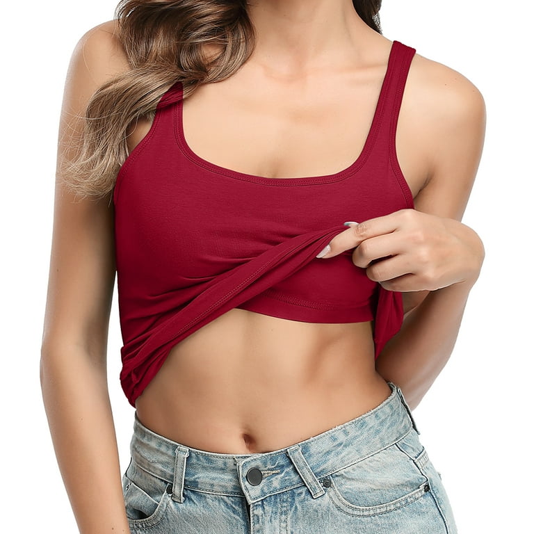 DYLH Crop Tank Top with Built in Bbra Cotton Crop Tops Cropped Shelf Bra  Tank 13 Pack