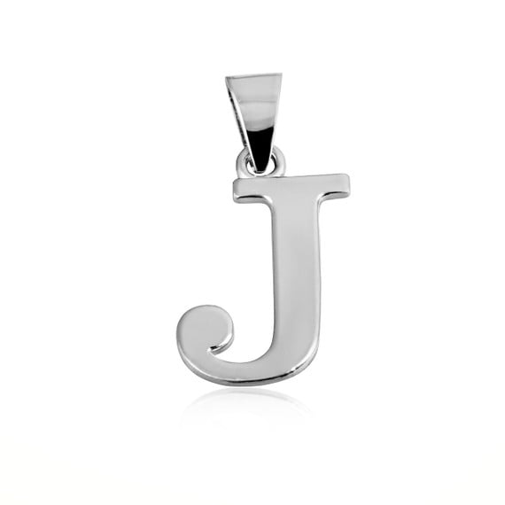 .925 Sterling Silver Personalized Letter "J" Initial Pendant - Small