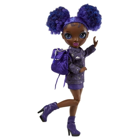 Rainbow High Jr High Krystal Bailey- 9-inch PURPLE Fashion Doll with Doll Accessories- Open and Closes Backpack. Great Gift for Kids 6-12 Years Old and Collectors