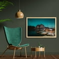 thumbnail image 2 of Night Ocean Wall Art with Frame, Aurora Borealis with Fishermen Village Hamnoy Norway Landscape Scene, Printed Fabric Poster for Bathroom Living Room, 35" x 23", Teal and Multicolor, by Ambesonne, 2 of 2
