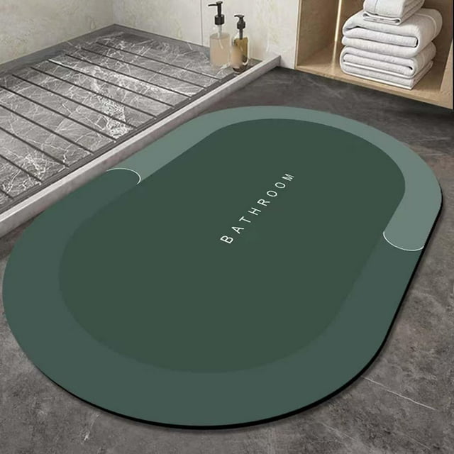 Alfombrilla de baño Fernando de diatomita Ovalado Verde M