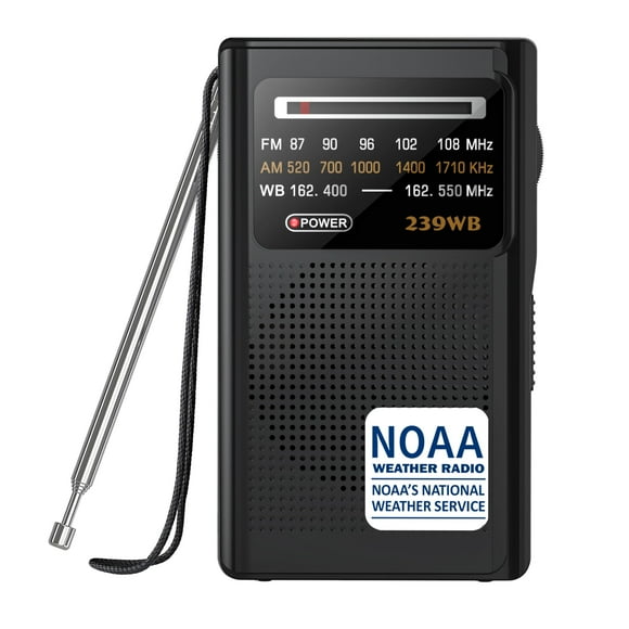 Radio meteorológica Greadio NOAA AM/FM portátil con pilas