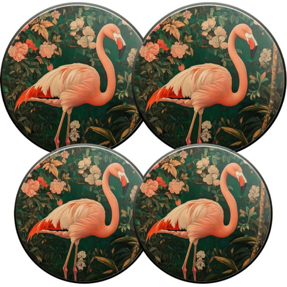 Electric Stove Burner Covers,4 Pcs Round Gas Burner Cover,8 and 10 Inch,Realistic Flamingo in Flower - filled Landscape