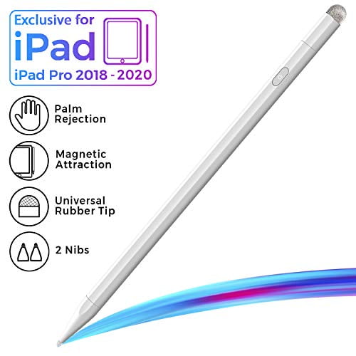 Apple iPad 8th Generation/Air 4/3rd iPad 6 & 7th 10.2/Pro 12.9 inch,Black MoKo Stylus Pen with Palm Rejection 2018-2020 2 in 1 Rechargeable Digital Pencil Compatible with Mini 5th Gen