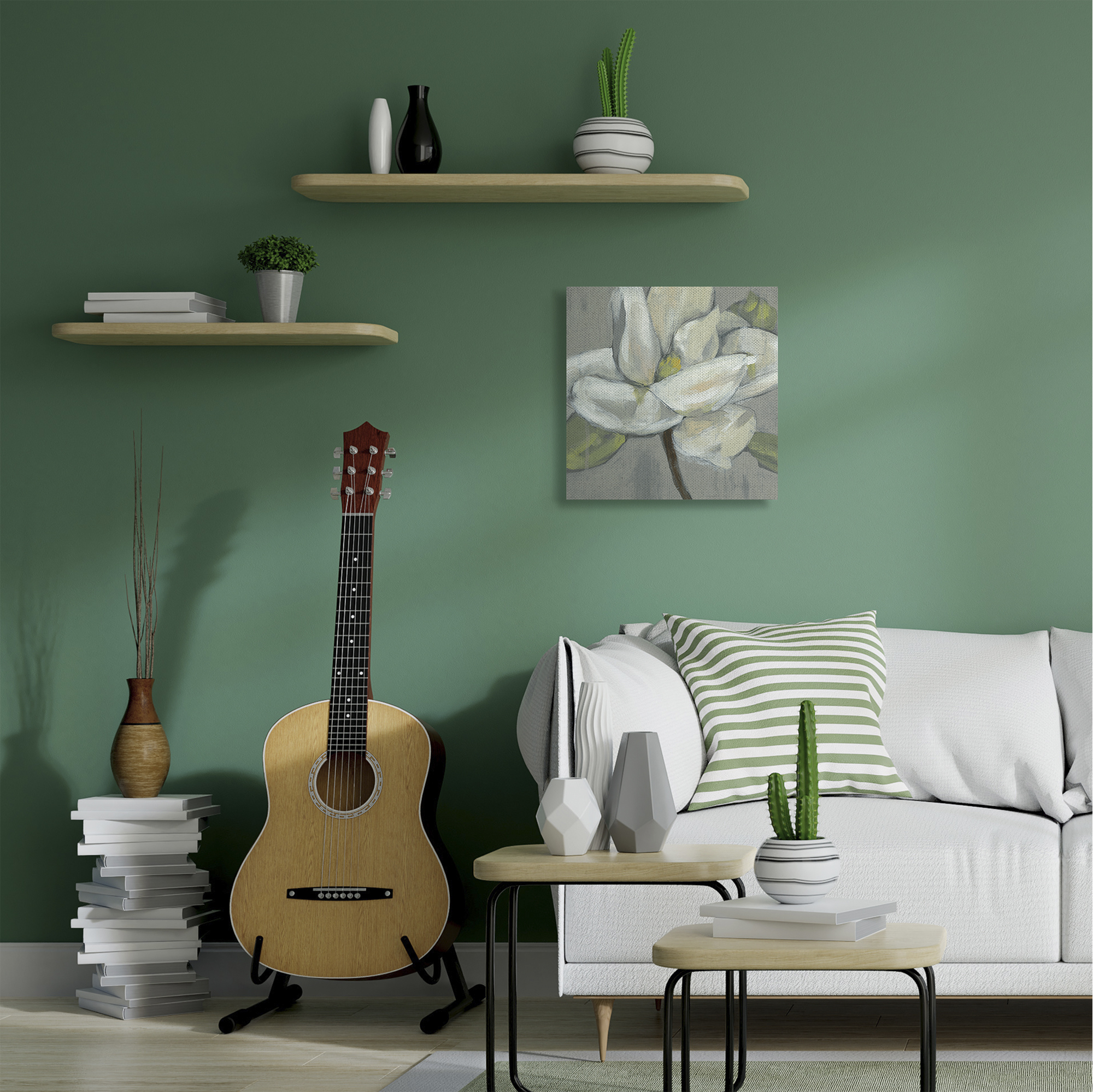 Stupell Home Décor Flower Petals Gray Green Painting Canvas Wall Art by Jennifer Goldberger