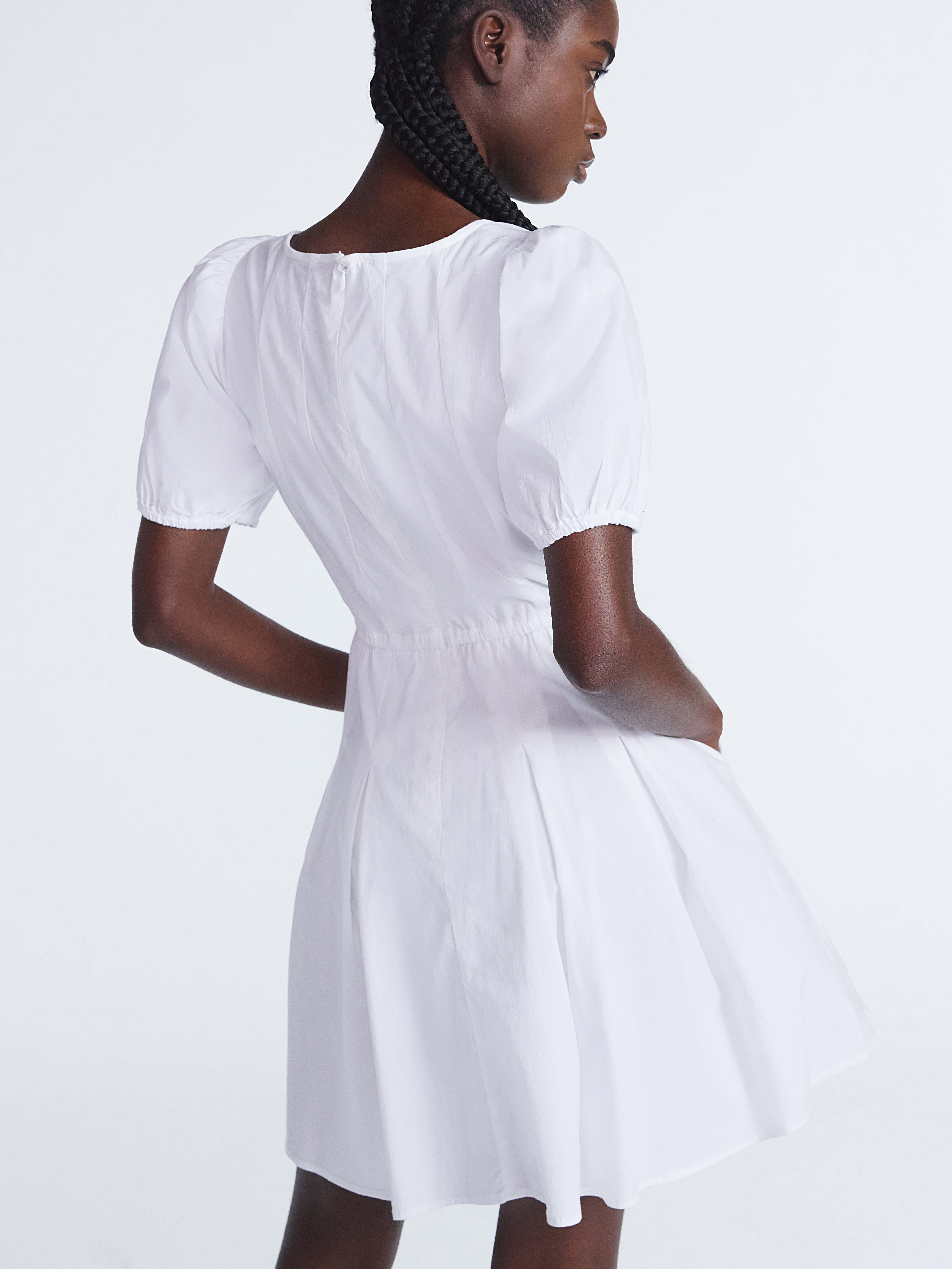 Scoop Women’s Pleated Mini Dress with Puff Sleeves, Sizes XS-XXL