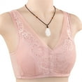thumbnail image 3 of Bigersell Daisy Bras for Older Women Front Closure Snap Bras Floral Lace V-Neck Seniors Bras Comfort Strap Wireless Bralette Ladies Push up Bra No Underwire Female Padded Bra Style-D33, U-Pink M, 3 of 3