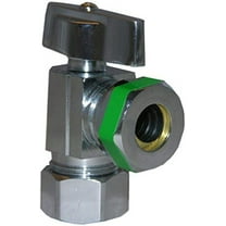 LASCO 06-9231 Quarter Turn Angle Stop Valve 5/8-inch OD 1/2-inch Rigid Copper X 7/16-inch-1/2-inch Slip Joint, Chrome Plated Brass