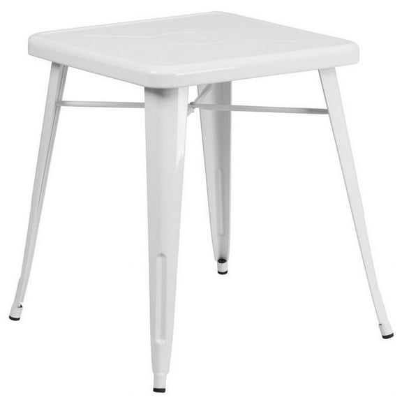 Bowery Hill 28" Square Metal Cafe Dining Table in White