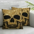 thumbnail image 3 of PHYHOO Halloween Gold Skull Decoraive Pillow Covers Square Pillow Black Goth Decor Cushion Cover for Sofa Bed Car Living Room White, 3 of 5