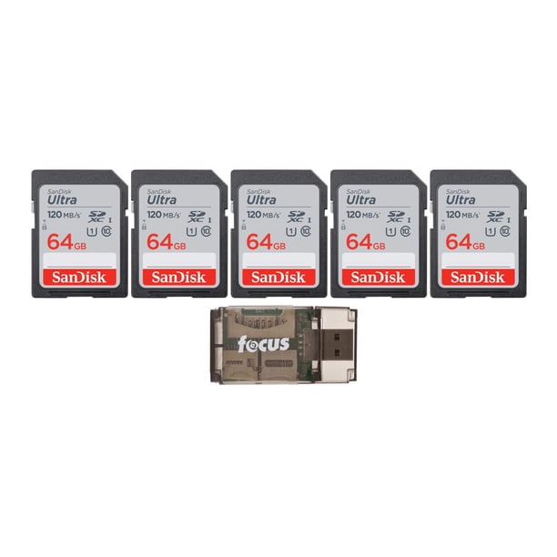 Tarjeta de memoria SanDisk Ultra UHS-I SDXC de 64 GB (paquete de 5) con lector