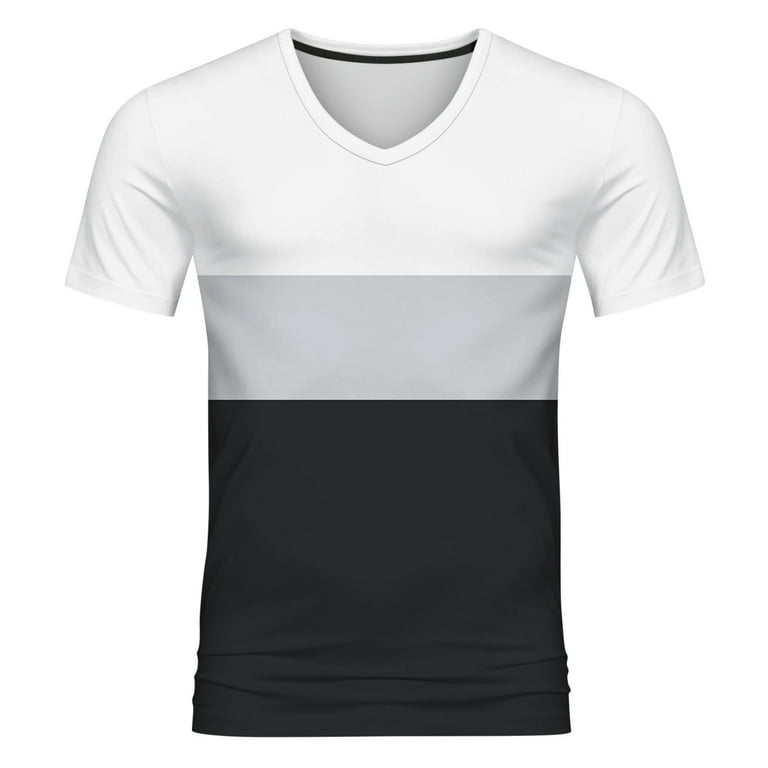 KI-8jcuD Mens Soft Stretch Cotton Solid Short Sleeve V Neck