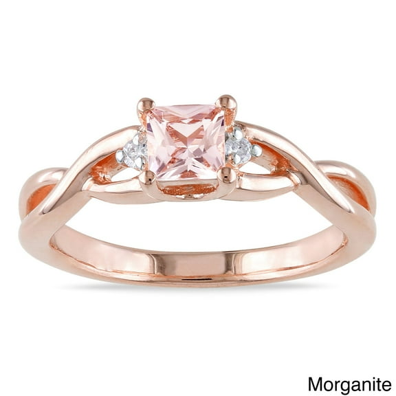1/2 Carat Morganite and Diamond Engagement Ring in Rose Gold