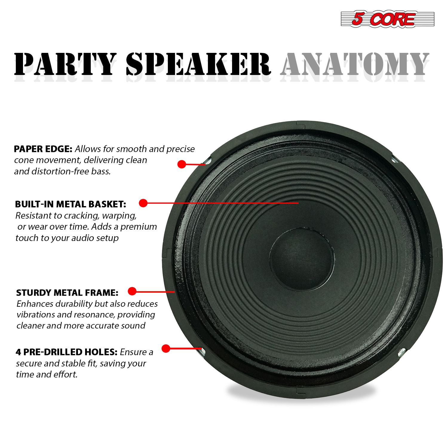 12 Inch Guitar Speaker 300W Peak Power, 8 Ohm / 16 Ohm Impedance, 40Oz Magnet, 2" Voice Coil, 89dB Sensitivity, 40Hz-3.5kHz Frequency Response, for Guitar Amplifier Cabinets, Combo Amps, and Replacem