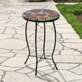 thumbnail image 2 of Northlight 19" Red Floral Poppies Glass Patio Side Table, 2 of 4