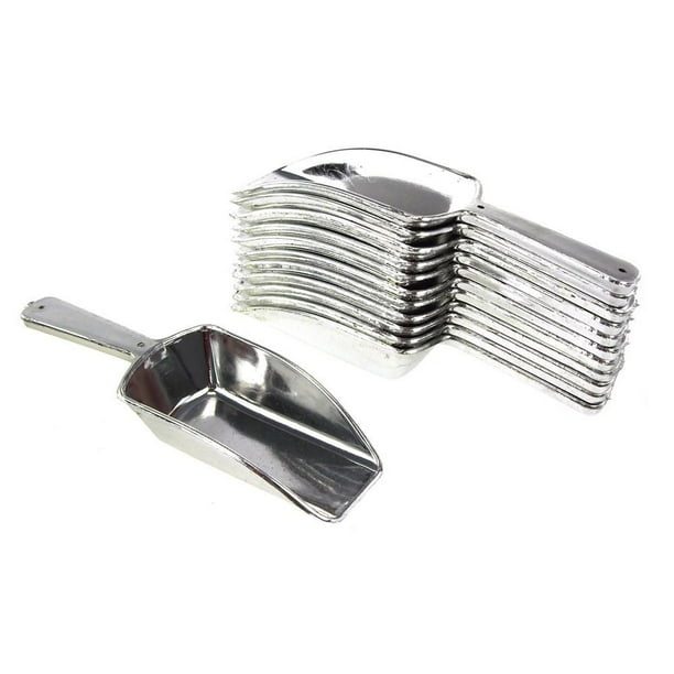 Plastic Candy Scoops Servingware, 31/4inch, 12Piece, Silver