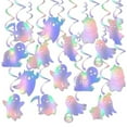 thumbnail image 5 of Dserhfy 8 Pcs Iridescent Ghost Hanging Swirls Cute Shinny Foil Ghost Swirls Halloween Ceiling Streamer for Halloween Party Decoration, 5 of 8