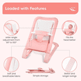 thumbnail image 6 of Portable Baby Bouncer Seat for Infants, Adjustable Baby Chair with 3-Point Safety Harness, Lightweight Foldable Design for 0-18 Months, Supports Up to 60 lbs, Pink, 6 of 7