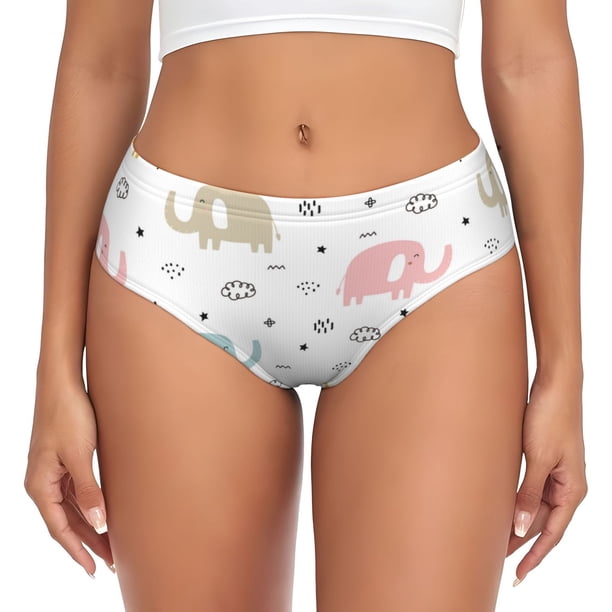 Balery Little Elephant Ropa Interior de Algodón para Mujer con Dibujo – Braguitas Cómodas y Elásticas, Estilo Clásico-X-Large