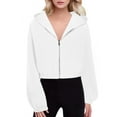 thumbnail image 7 of Mgmyaa Women's Zip Up Hoodie Long Sleeve Oversized Solid Color Fall Winter Hooded Jacket Casual Loose Fit Sweatshirt Top, 7 of 7