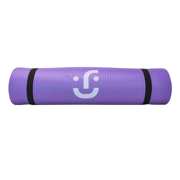 Tapete de Yoga Enrollable Antideslizante, Color Morado | 1.78X60 cm - Ideën | Para Ejercicio y Pilates con Correa de Transporte