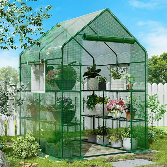 SPECILITE Walk-in Greenhouse, 56"×56"×78" Heavy Duty Indoor Outdoor Plant Gardening Canopy with Thicken PE Cover and Steel Frame, for Garden and Yard, Green