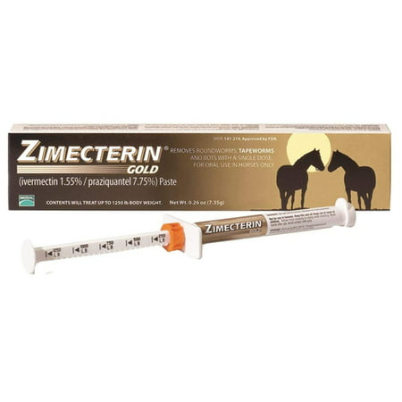 Zimecterin Gold Dewormer Paste for Horses, 7.35gm, Removes tapeworms, roundworms and bots with a single dose By