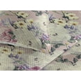 thumbnail image 3 of Ambesonne Flowers Vintage Quilted Bedspread Set 3 Pcs, Retro Rose Pattern, Twin, Ivory Pastel Pink, 3 of 4