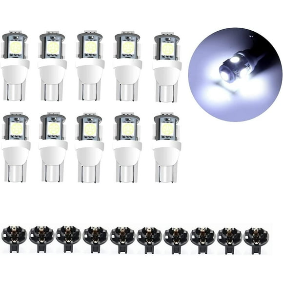 10Pack T10 194 168 LED Light Bulb PC194 PC195 PC160 PC161 PC168 Instrument Panel Gauge Cluster Dashboard Automotive Light Bulb White