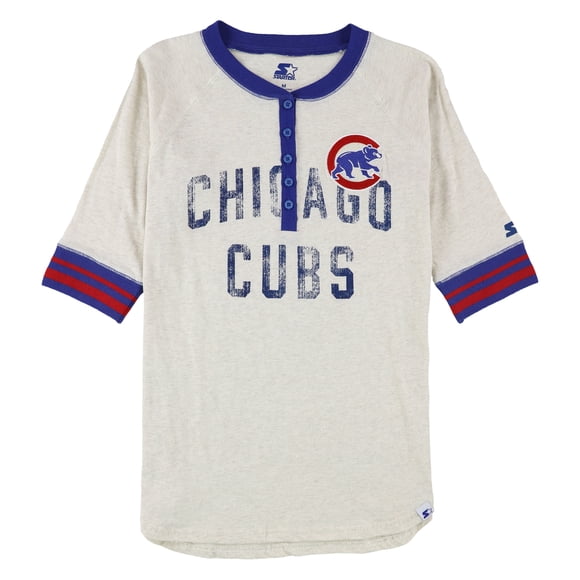 STARTER Camiseta Henley histórica de los Chicago Cubs para mujer, beige, mediana