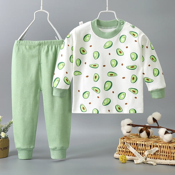 Conjunto de ropa interior cómoda con abertura en los hombros para niños, ropa de otoño, pantalones de otoño, ropa de casa para bebé, pijamas para niños y niñas de tamaño pequeño y mediano