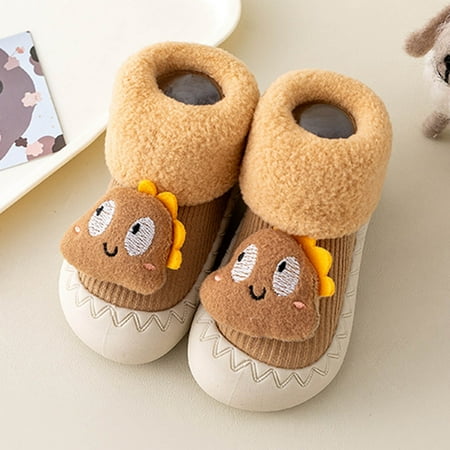 

TOWED22 Baby First Walking Shoes Toddle Footwear Winter Toddler Shoes Soft Bottom Indoor Non Slip Warm Cartoon Animal Yellow