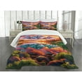 thumbnail image 3 of Ambesonne Lake Quilted Bedspread Set 3 Pcs, Colorful Mesmerizing Scenery, King Size, Burnt Sienna Green Teal, 3 of 5