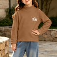 thumbnail image 6 of Falkdiz Girls Long Sleeve Shirts Soft Outdoor Tops Warm Basic Winter Casual Crew Neck Pullover for Girls Cute Graphic , Brown , Size: 12-13 Years, 6 of 6