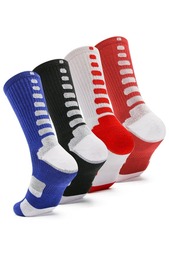 Mens Basketball Socks Elite Athletic Crew Socks for Women Youth Boys 4 Pairs