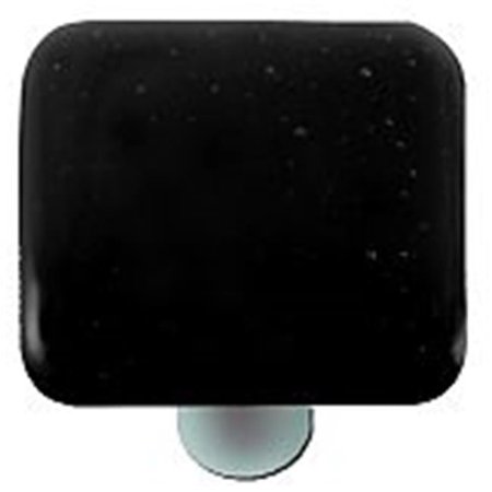 Hot Knobs HK1043-KA Black Square Glass Cabinet Knob - Aluminum Post
