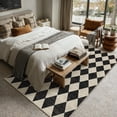 thumbnail image 6 of BERTHMEER 5'x7' Area Rugs for Living Room Modern Rhombus Checkered Rugs Bedroom Office Dining Room Farmhouse Geometric Contemporary Washable Non Slip Rugs Carpets, Black & Beige, 6 of 7