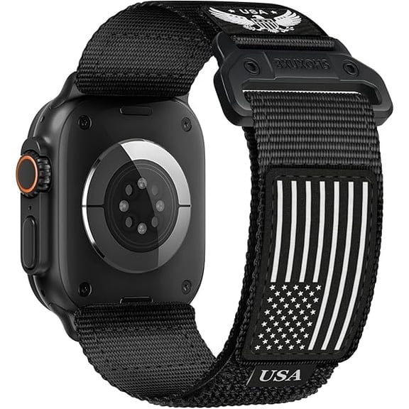 Rugged Nylon Bands for Apple Watch Ultra/3/2 Band 49mm 46mm 45mm 44mm 42mm iWatch Bands Men,Star-Stripe Flag Woven Sport Strap 30MM Wide Fabric Wristband for Apple Watch Series 11 10 9 8 7 6 5 4 3 SE