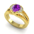 thumbnail image 2 of Diamond-Capitals 2.35 Carat Oval Cut Amethyst & Citrine Gemstone Luxurious Wedding Ring for her Solid 18K Yellow Gold Size 9.5, 2 of 8