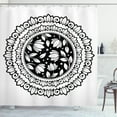 thumbnail image 1 of Floral Shower Curtain, Pattern of Round Intricate Flourishes Tulips Flowers and Polka Dots, Fabric Bathroom Set with Hooks, 69W X 84L Inches Extra Long, Charcoal Grey and White, by Ambesonne, 1 of 2