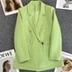 thumbnail image 4 of Blazer elegante de manga larga para mujer, abrigo suelto de solapa doble Breatsed, chaquetas informales delgadas, Blazers Vintage de oficina para mujer, otoño y primavera, 4 of 5